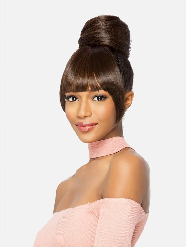 Ponytails with a pre - attached bow for a cute and girly lookVivica A Fox Bang & Bun Drawstring - BPB-SHY