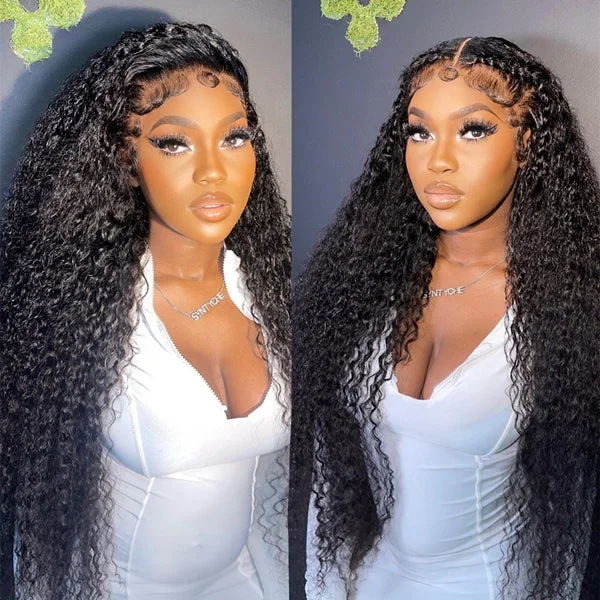 Water wave wig with a side - swept bang for a sophisticated lookWater Wave Lace Front Wig 13x6 HD Transparent Lace Frontal Wig 30 inch Human Hair Wigs