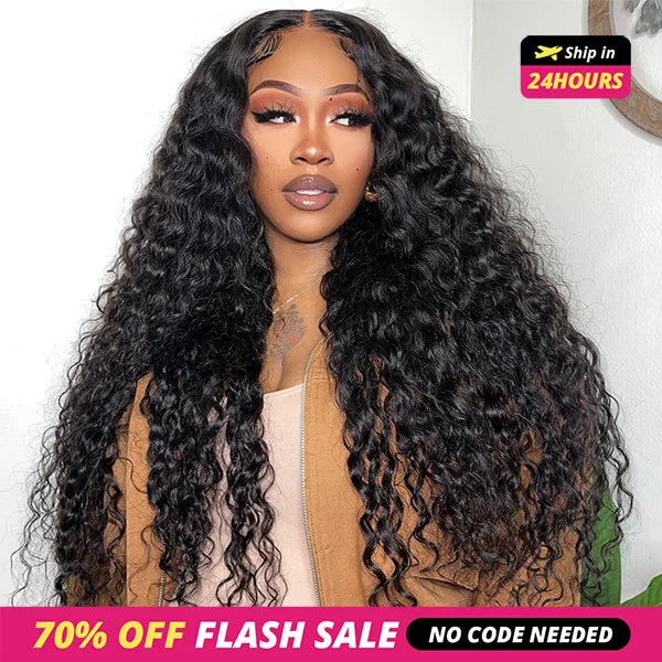 Water wave wig with a silk - base cap for a comfortable and smooth feelShip In 24Hours- Lolly 70% OFF Water Wave 13x4 Lace Front Wigs Pre Plucked Pre Bleached Pre Cut Lace Frontal Human Hair Wigs Flash Sale