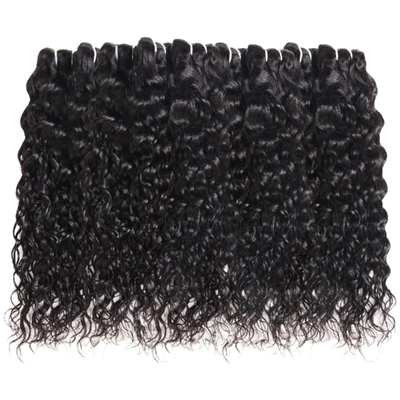 Water wave wig with a pre - bleached knot for a natural - looking scalpWater Wave Hair Bundles Brazilian Unprocessed Virgin Human Hair