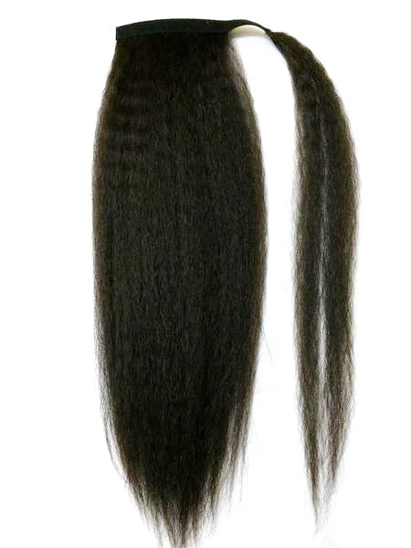 Ponytails for a formal event with a touch of sparkle or beadsWrap Around 100% Human Hair Ponytail in Kinky Straight 12"