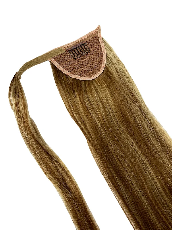 Ponytails with a middle - part for a classic and elegant styleWrap Around 100% Human Hair Ponytail in Straight 14"