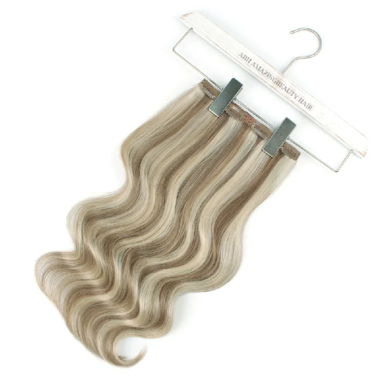 Synthetic clip - in hair extensions with a heat - resistant formula for easy styling120G Highlights 8/60# Clip In Hair Extensions