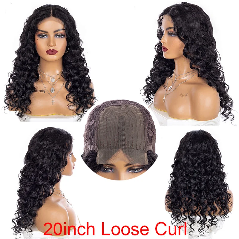 Curly wig with a middle - part for a classic and elegant style4*1 Lace Front Loose Wave - Natural color