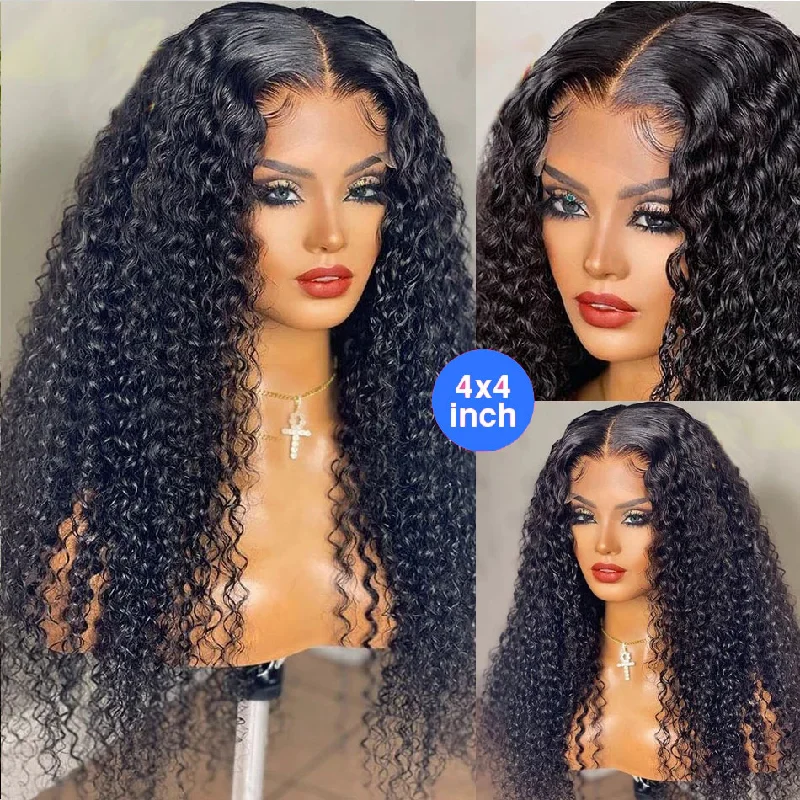 Curly wig with a natural - looking root for a more realistic look4*4 Lace Front 4A HD Wig Wet N Wavy Deep - Natural color