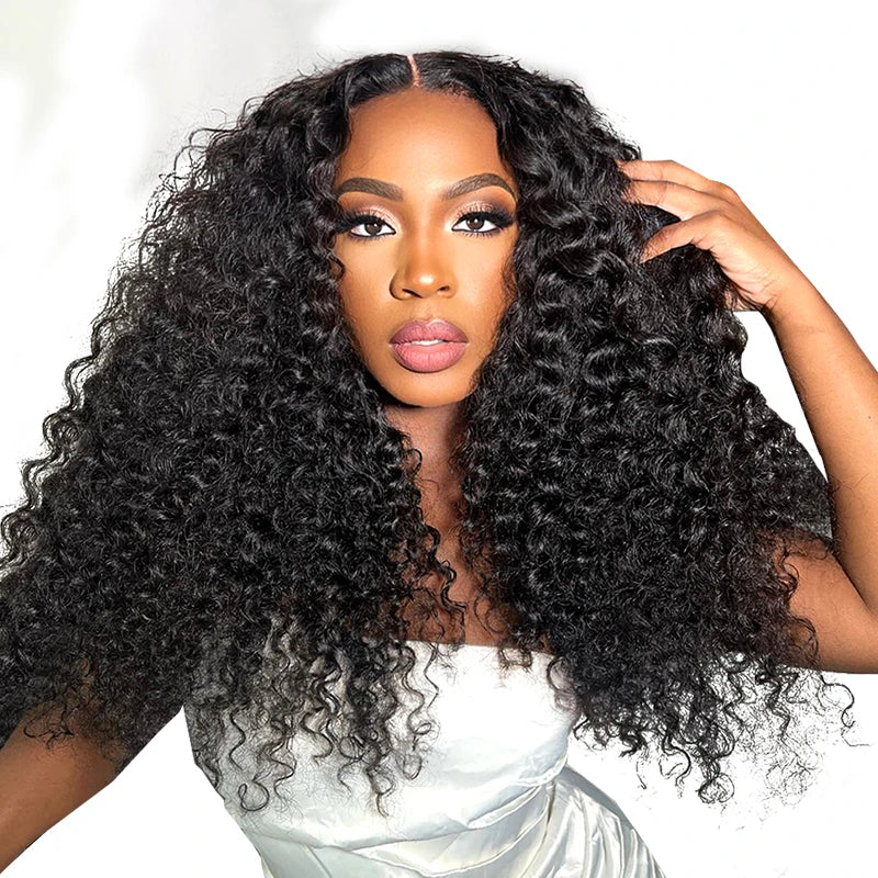 Heat - resistant curly wig for easy styling at home4x4 HD Lace Glueless Kinky Hair Wig