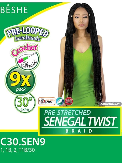 Clip - in Braid & Plait Hair Extensions for a Temporary and Convenient OptionBeshe Pre-Stretched 9X SENEGAL TWIST Crochet Braid 30