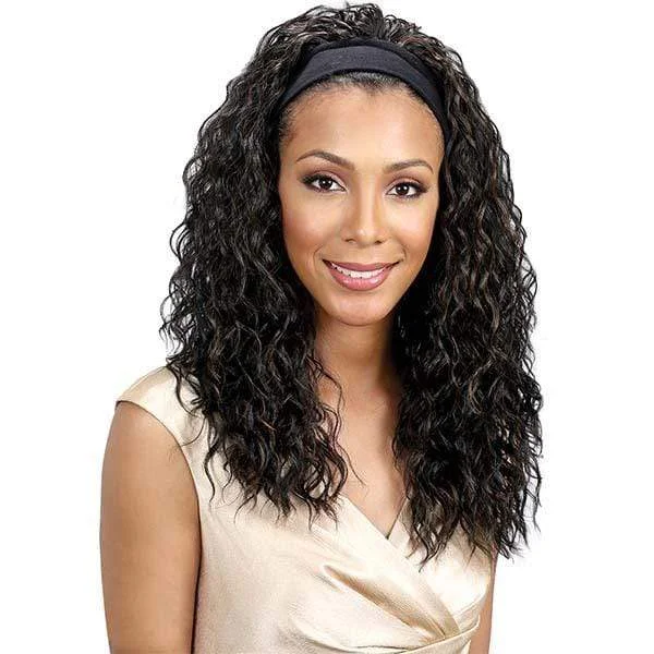 Half wig with a wispy fringe for a soft and feminine lookBobbi Boss Hair Band Premium Synthetic Wig - M905W BADU W