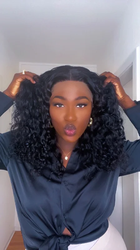 Curly wig with a silk - base cap for a comfortable and smooth feelOcean deepwave