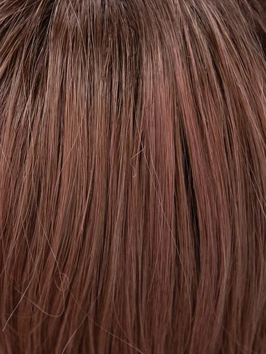 Dusty Rose | Smoky fused medium coral red base with warm dark brown roots. Fresh-tone beauty in bloom