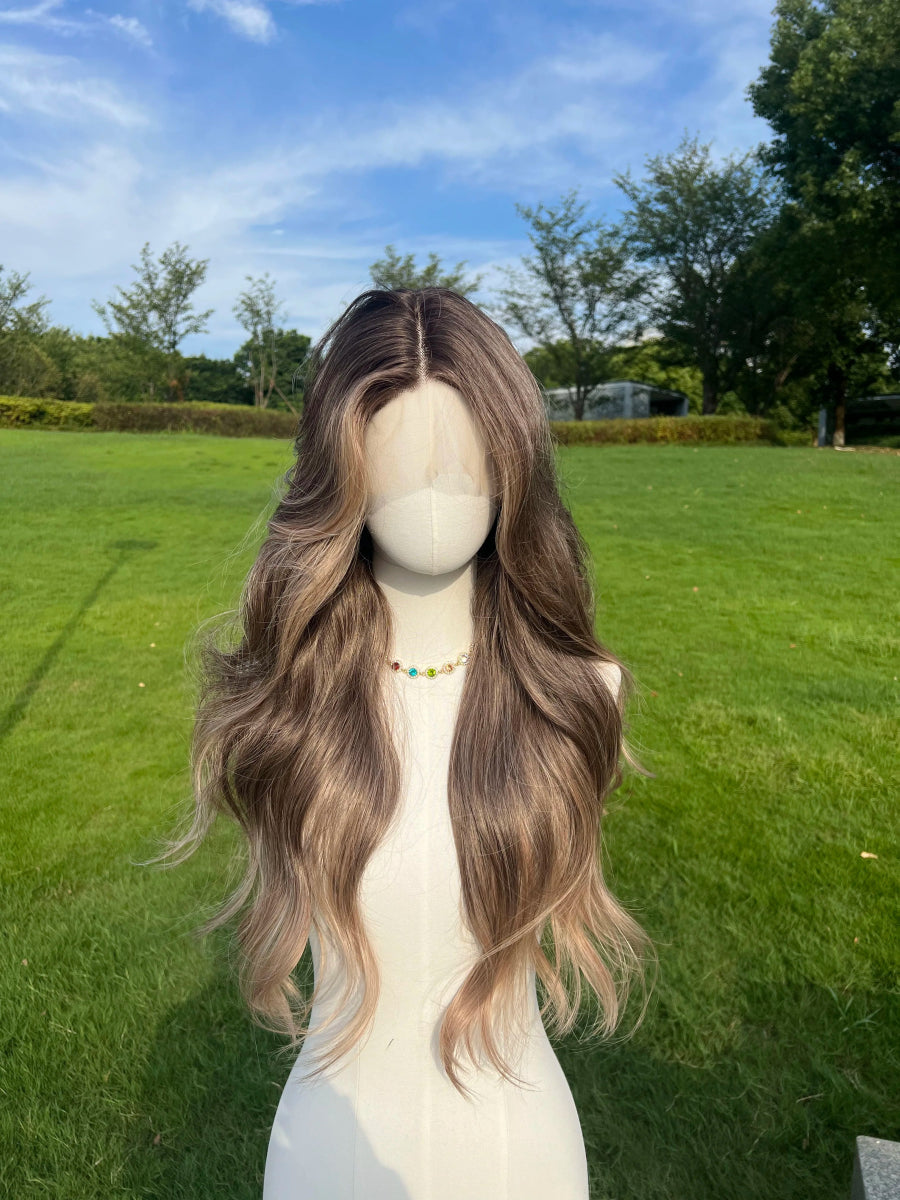 Wavy wig with a side - part for a more flattering lookBrown Gradient Lace Front Wig