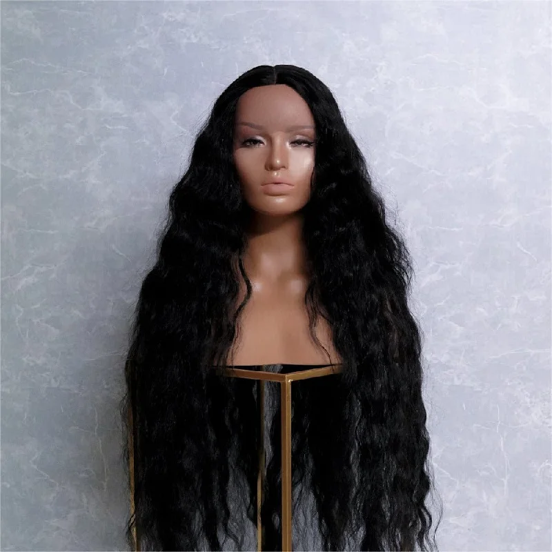 Ombre wavy wig with a seamless color blendCARDI 40" Black Lace Front Wig