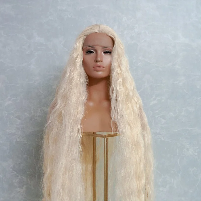 Synthetic wavy wig with a heat - friendly formulaCARDI 40" Blonde Lace Front Wig