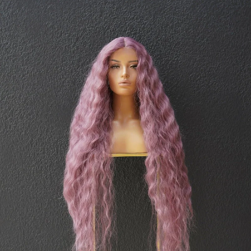 Wavy wig in a chocolate - brown color for a rich and warm appearanceCARDI 40" Purple Lace Front Wig