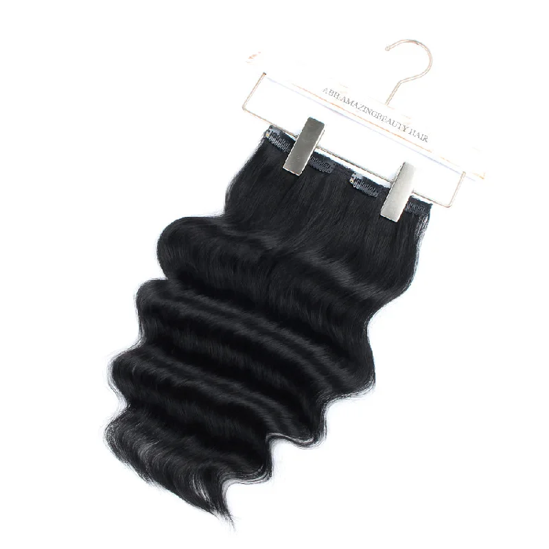 Clip - in hair extensions in a jet - black color for a classic and timeless appearance120G Jet Black 1# Clip in Hair Extensions