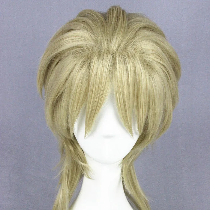 Curly wig with a side - part for a more flattering lookCosplay Wig - JoJos Bizarre Adventure - Dio Brando