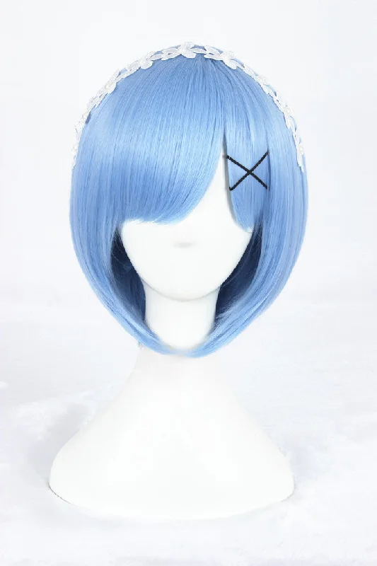 Curly wig with a side - swept bang for a sophisticated lookCosplay Wig - Zero kara Hajimeru Isekai Seikatsu - Rem