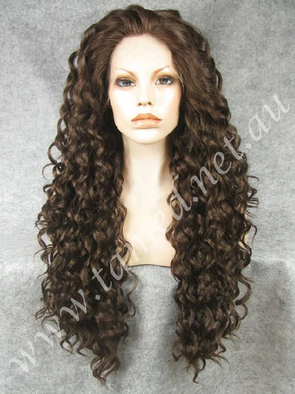 Curly wig with a middle - part for a classic and elegant styleDIANNA MOCHA