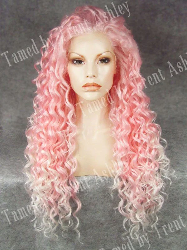 Curly wig in a platinum - blonde color for a bold and trendy lookDIANNA PINK KISSES