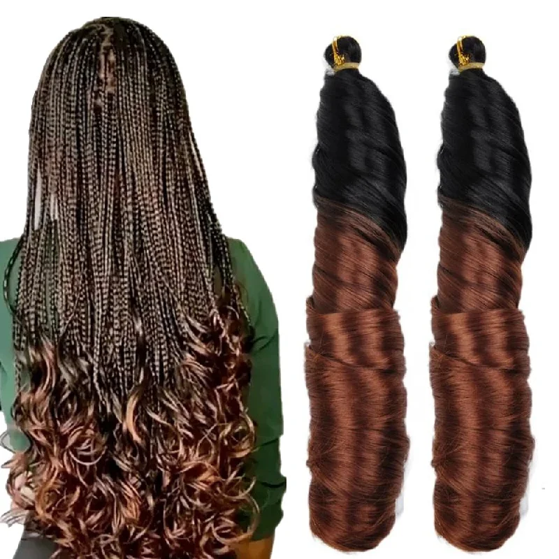 Box Braid & Plait Hair Extensions in a Jet - Black Color for a Classic AppearanceFRENCH CURLS