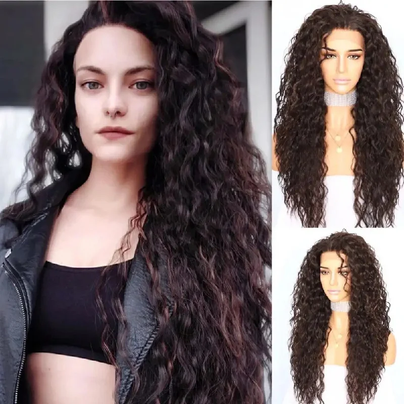 Virgin - human - hair curly wig for the highest qualityMackenna Futura Fiber Curly Heat Resistant Lace Front Wig