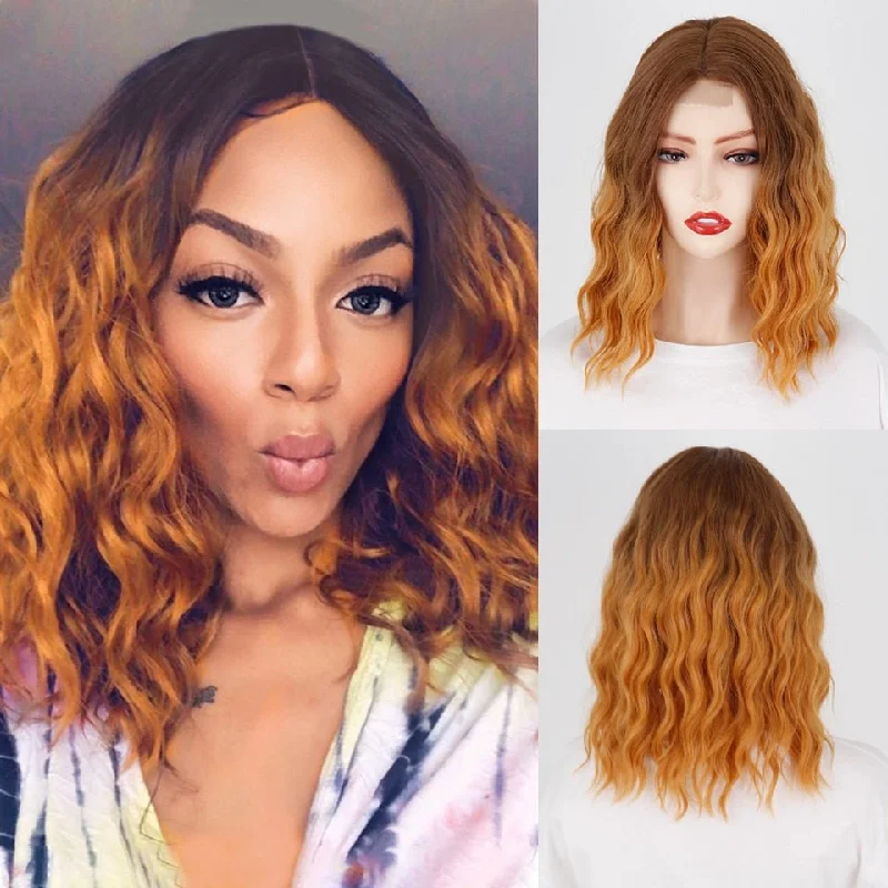 Human - hair wavy wig for a natural and luxurious feelGinger Wavy Short Bob Synthetic Wigs