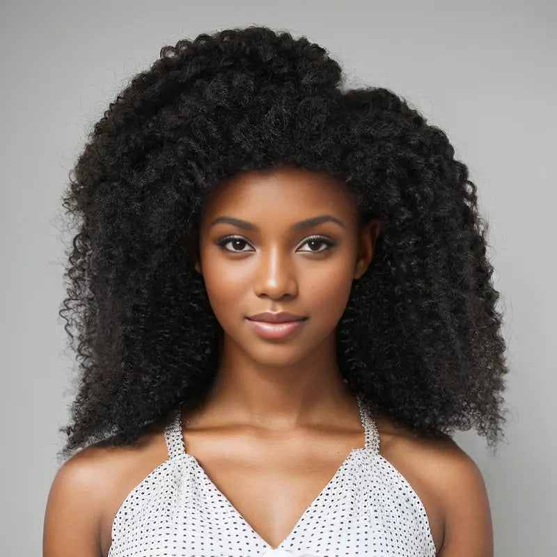 Curly wig with a side - swept bang for a sophisticated look13x4 Glueless Kinky Edges Kinky Curly Frontal Wig 2 Styles