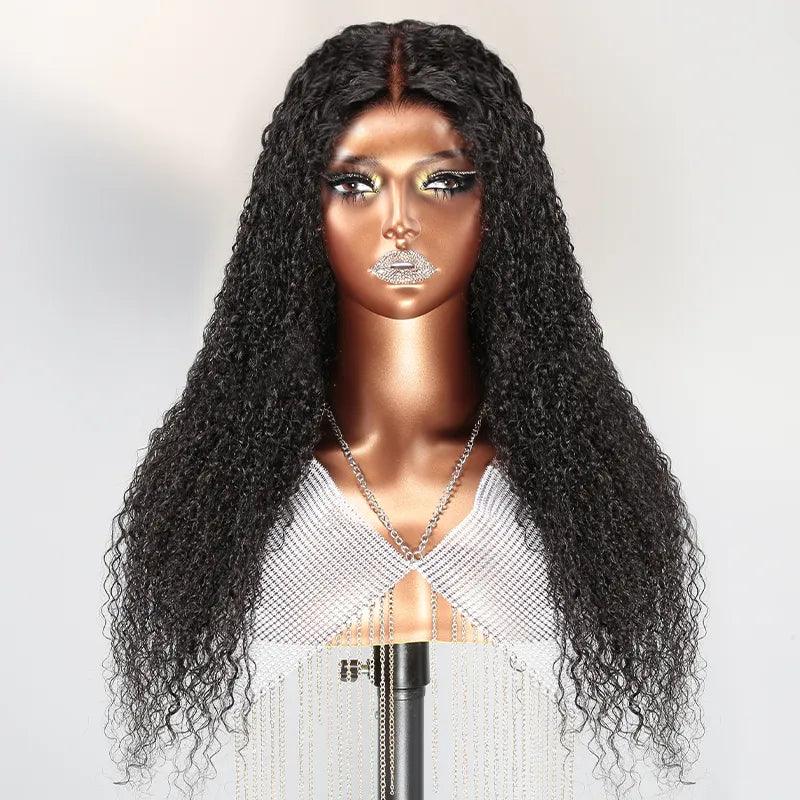 Curly wig with a 220 - density for an extra - full appearance7X5 Glueless Pre-plucked Super Kinky Curly Wear Go Human Hair Frontal Wig