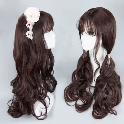 Curly wig with a wavy fringe for a soft and feminine lookHarajuku big wave curly hair YV90045