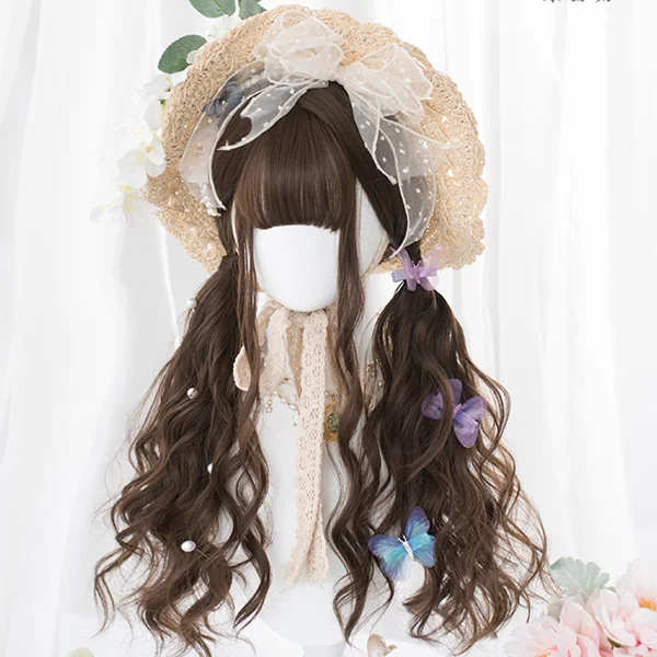 Curly wig with a water - wave texture for a unique and stylish choiceJapanese cute long curly hair yv42434