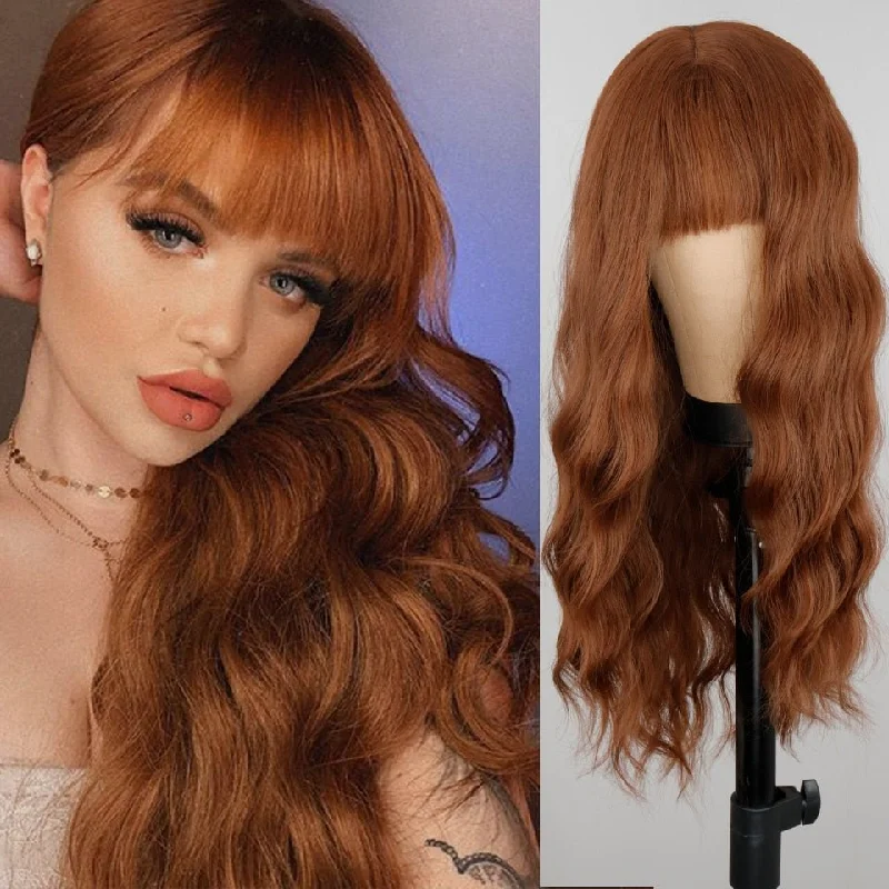 Body - wave wig with a full and voluminous lookLight Brown Long Wavy Synthetic Wig