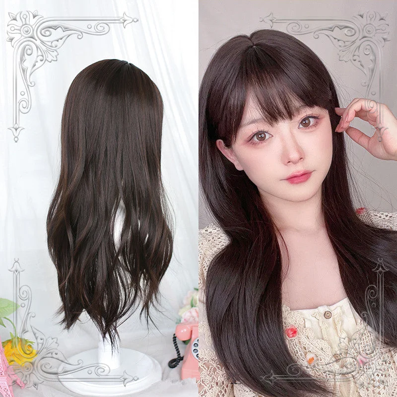 Adjustable - cap curly wig for a comfortable fitLolita Brown Long Curly Wig t44