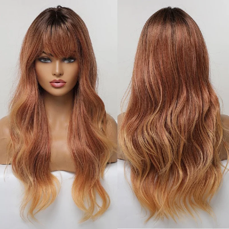 Body - wave wig with a full and voluminous lookLong Ombre Light Brown Synthetic Wig