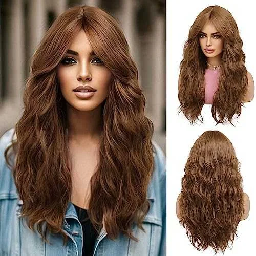 Virgin - human - hair curly wig for the highest qualityLong Wig Wavy Wig With Center Part