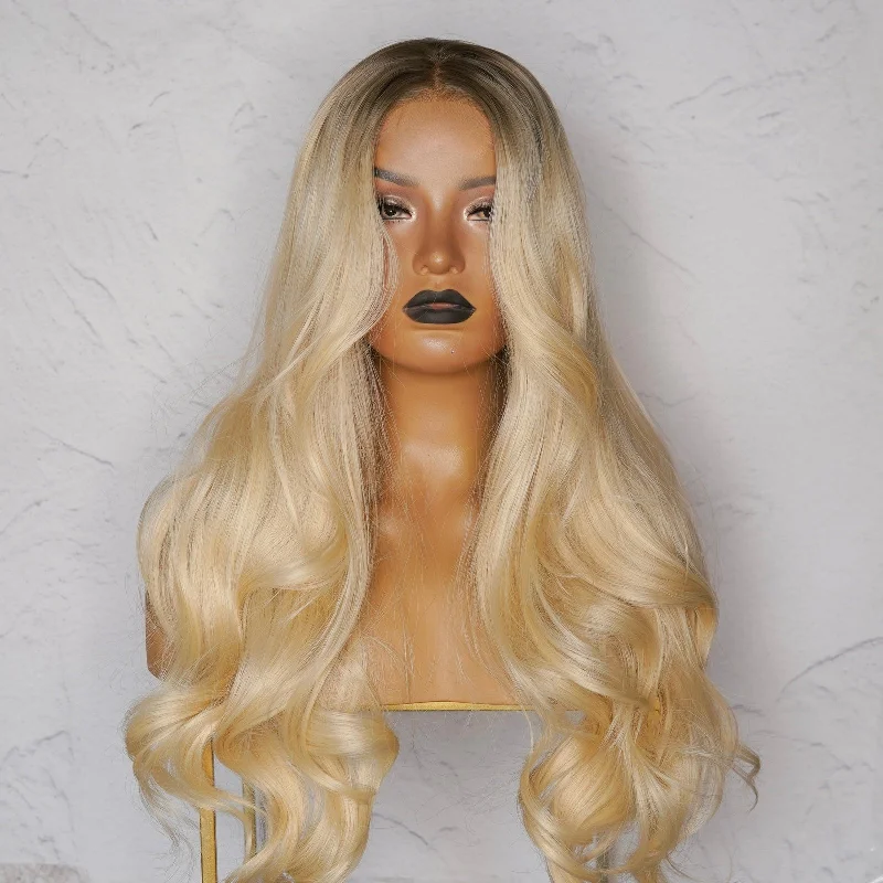 Wavy wig with a water - wave texture for a unique and stylish choiceMARGOT Ombre Lace Front Wig