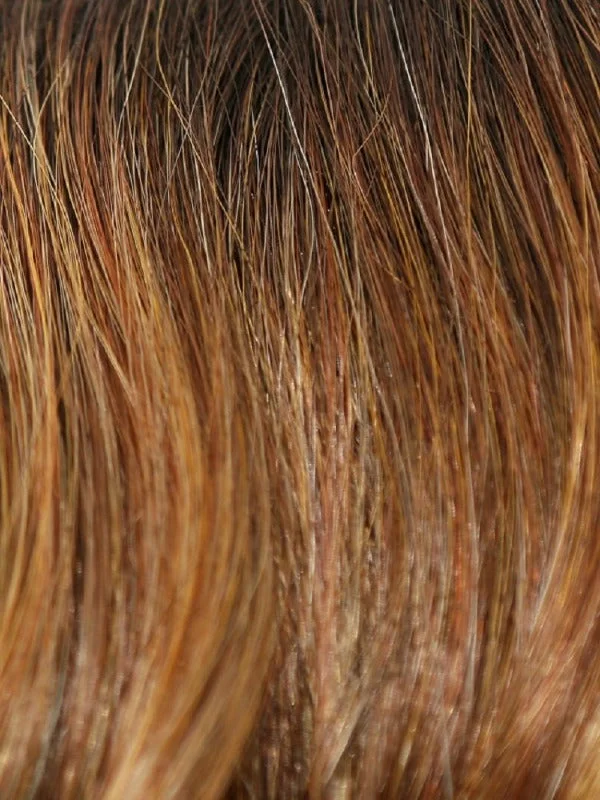 Honey Brown R | Dark Roots, Warm Medium Brown Base w/ Auburn and Honey Highlights