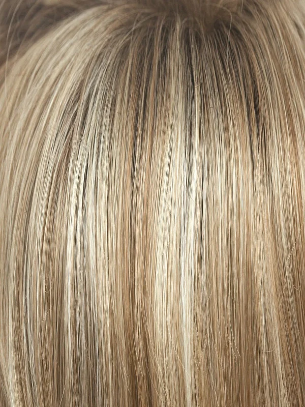 Sugar Cane-R | Med Brown rooted, Platinum Blonde and Strawberry Blonde 50/50 blend base with Light Auburn highlight