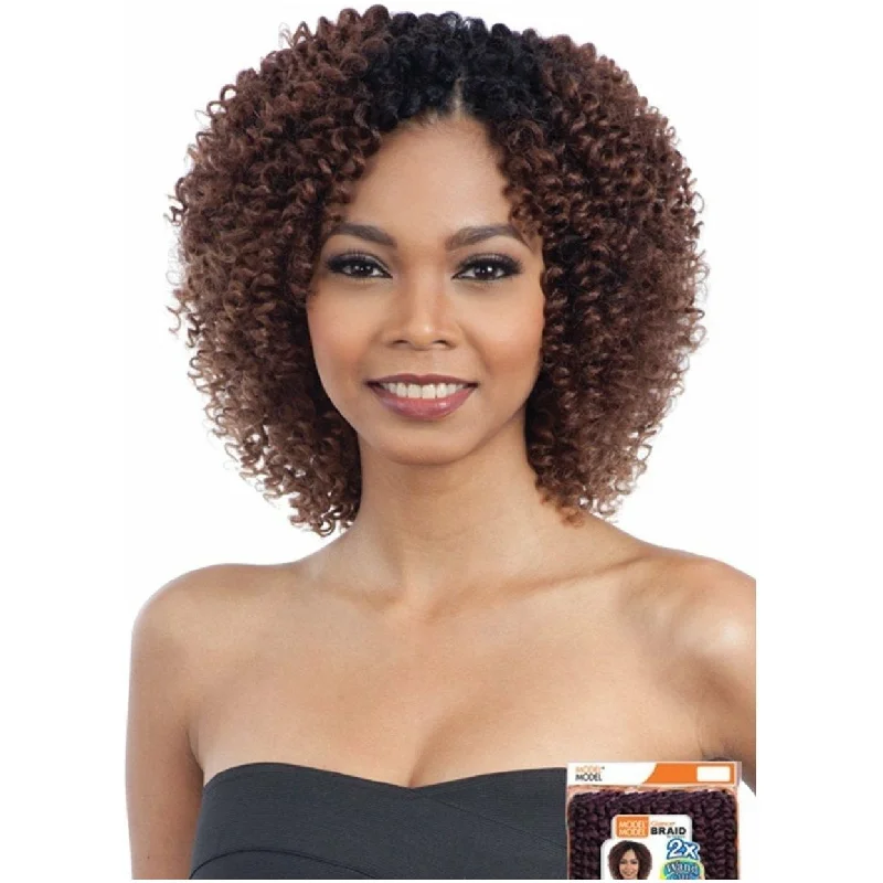 Box Braid & Plait Hair Extensions in a Jet - Black Color for a Classic AppearanceModel Model Glance Synthetic Wand Curl Braids – 2X Spiral Wand Curl (Small)