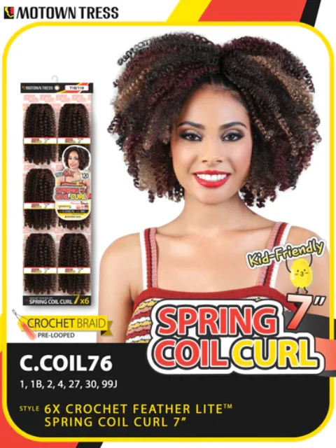 Fishtail Braid & Plait Hair Extensions with a Side - Part for a Flattering StyleMotown Tress Pre-looped 6X SPRING COIL CURL Crochet Braid 7" C.COIL76