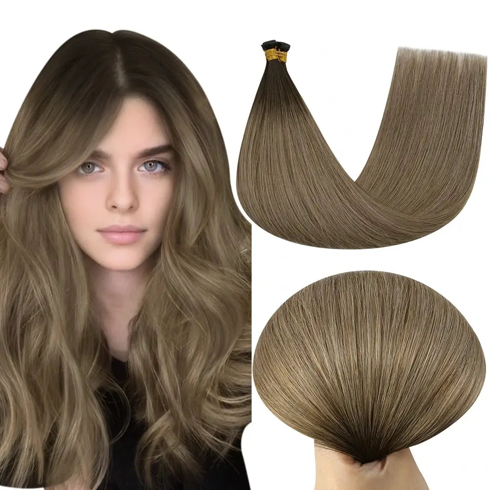 Clip - in hair extensions with a wispy fringe for a soft and feminine look[Sale]Moresoo Virgin Invisible Genius Weft Brazilian Human Hair Bundles Brown (#R2/DXB/18)