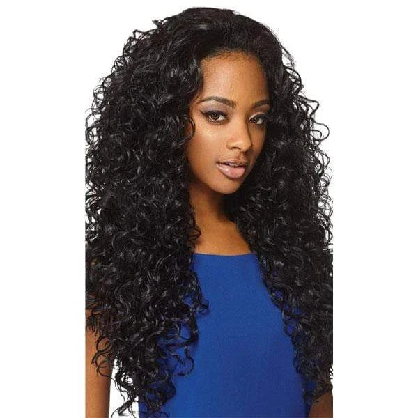 Half wig with a pre - plucked hairline for a more natural lookOutre Quick Weave Synthetic Half Wig - AMBER 26"