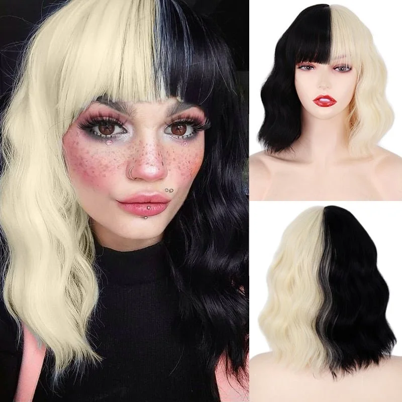 Heat - resistant wavy wig for easy styling at homeOWavy Short Bob Synthetic Wigs