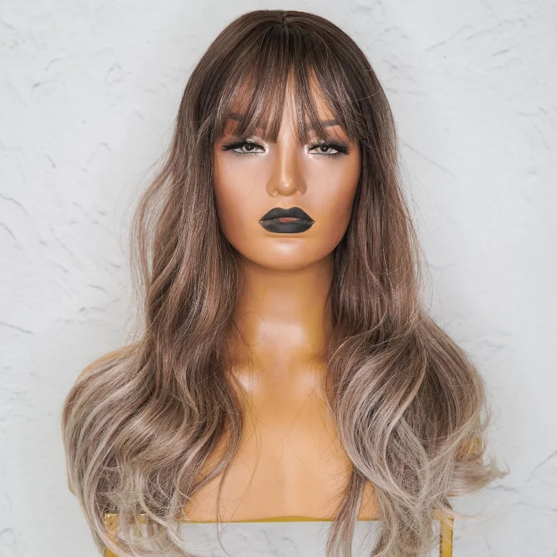 Heat - resistant wavy wig for easy styling at homeSAMMY Ombre Fringe Wig