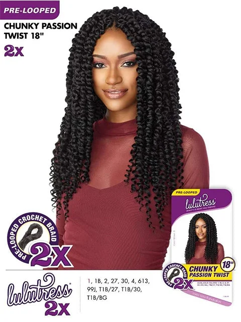 Braid & Plait Hair Extensions with a Pre - Twisted Design for Easy InstallationSensationnel Lulutress 2X CHUNKY PASSION TWIST Crochet Braid 18 *BFCM