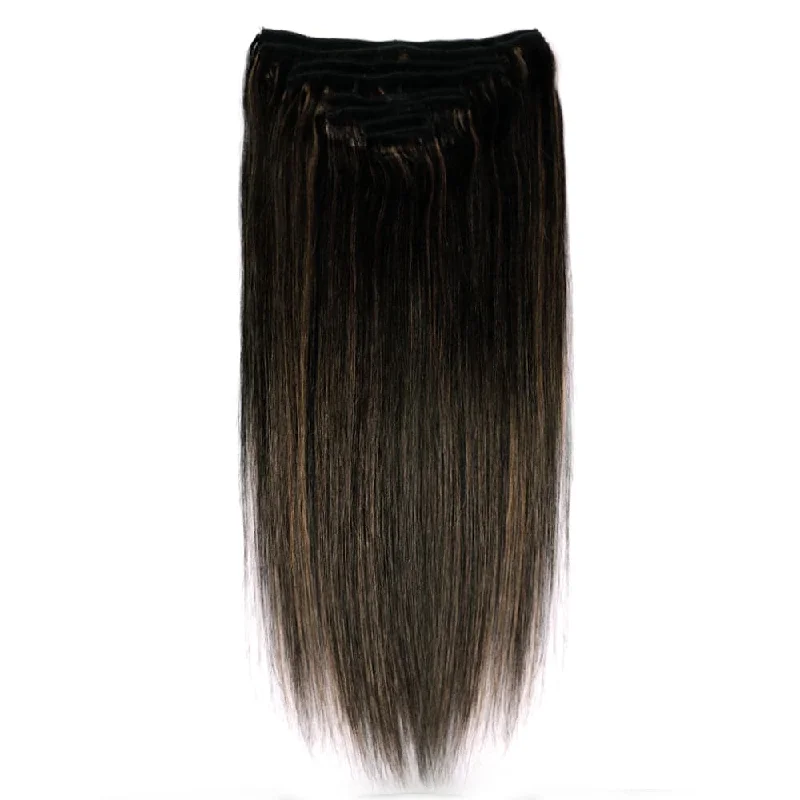 Synthetic clip - in hair extensions with a heat - resistant formula for easy stylingSterly #F1B/30 Highlight Straight Clip-in Human Hair 8 Pices With 18 Clips 120g