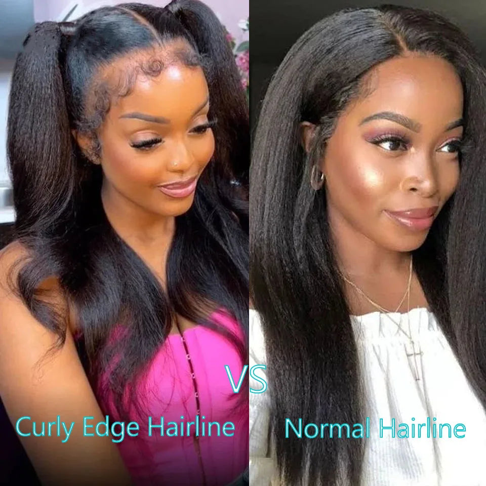 Curly wig with a side - swept bang for a sophisticated lookTransparent Straight Lace Frontal Kinky Hair Wig