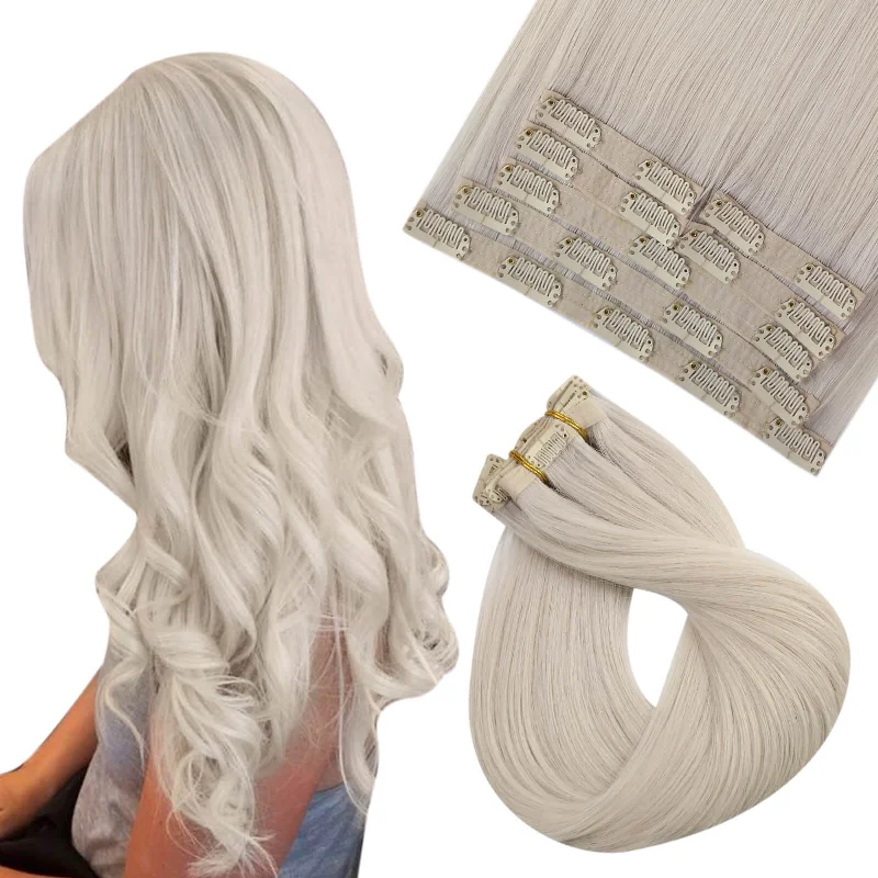 Clip - in hair extensions with a curly texture for a bold and stylish choice[NEW]Hair Extensions Natural Hair Types Of Hair Clips Virgin Blonde Hair #1000