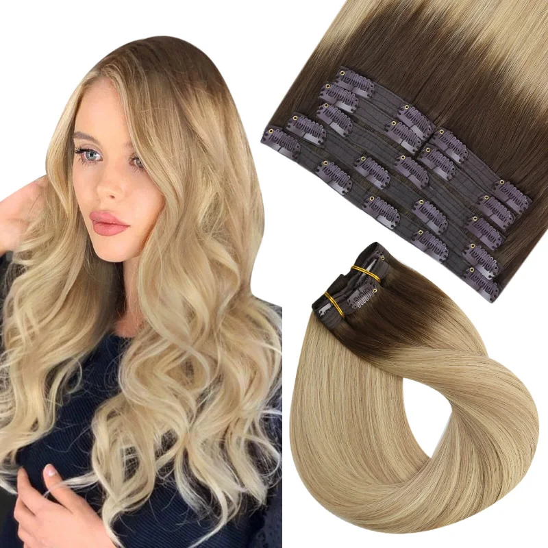 Clip - in hair extensions with a straight texture for a sleek and seamless blend[NEW]Volume Hair Clips Seamless Clipins Virgin Good Clip In Hair Extensions #2/18/22