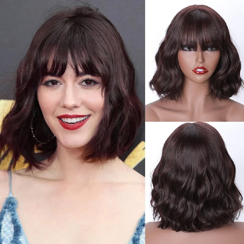 Ombre wavy wig with a seamless color blendWavy Short Dark Brown Synthetic Wig