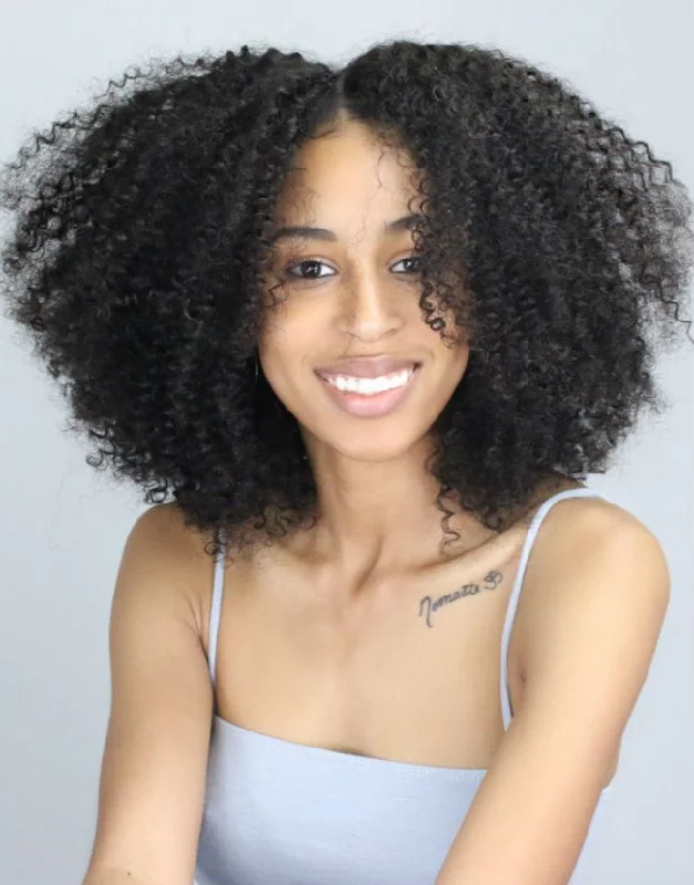 Glueless human - hair wig for a comfortable and natural feel12-16 Inch Natural Curly Bob Glueless Human Hair Lace Wig / Closure Wig - Kay&Kosh LFW030